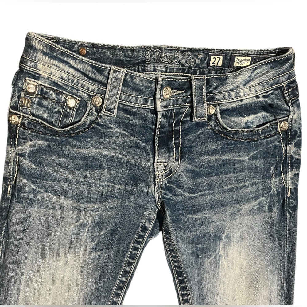 Miss Me Distressed Blue Boot Cut Jeans - Picture 3 of 7